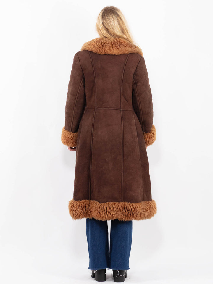Vintage 70's Women Sheepskin Coat in BrownA0440