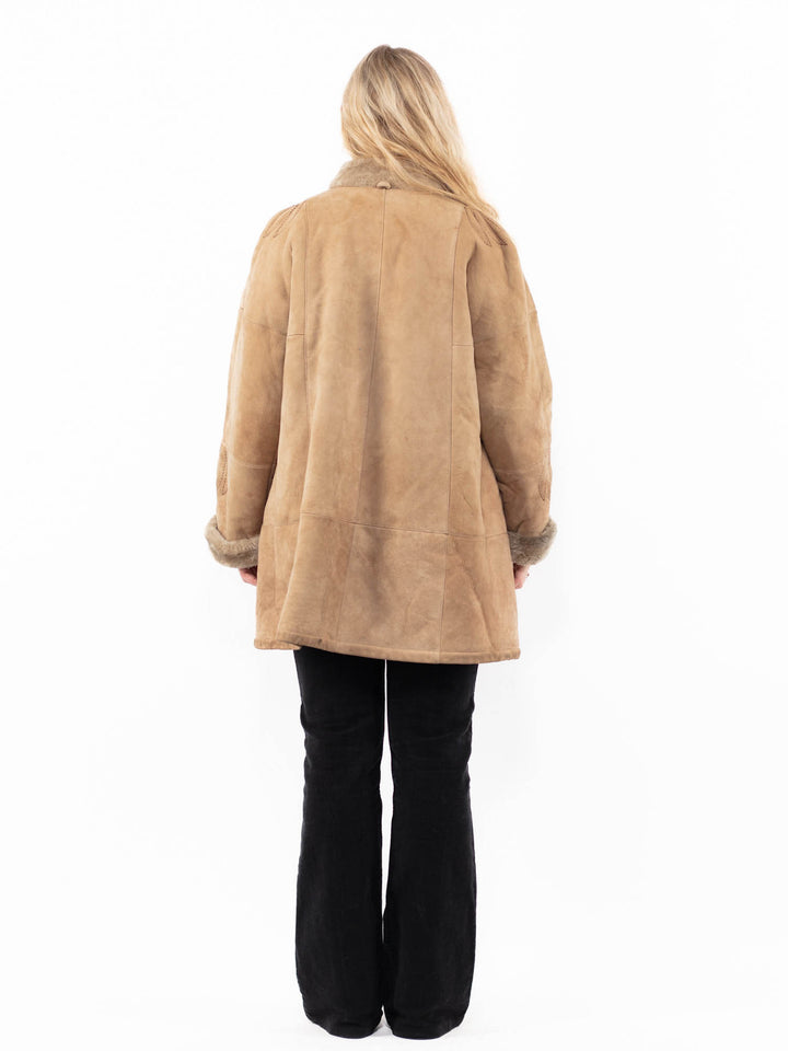 Vintage 70's Women Sheepskin Coat in BeigeA0966