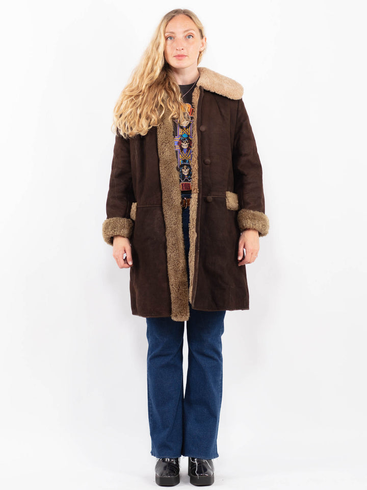 Vintage 70's Women Sheepskin Coat in BrownA0442