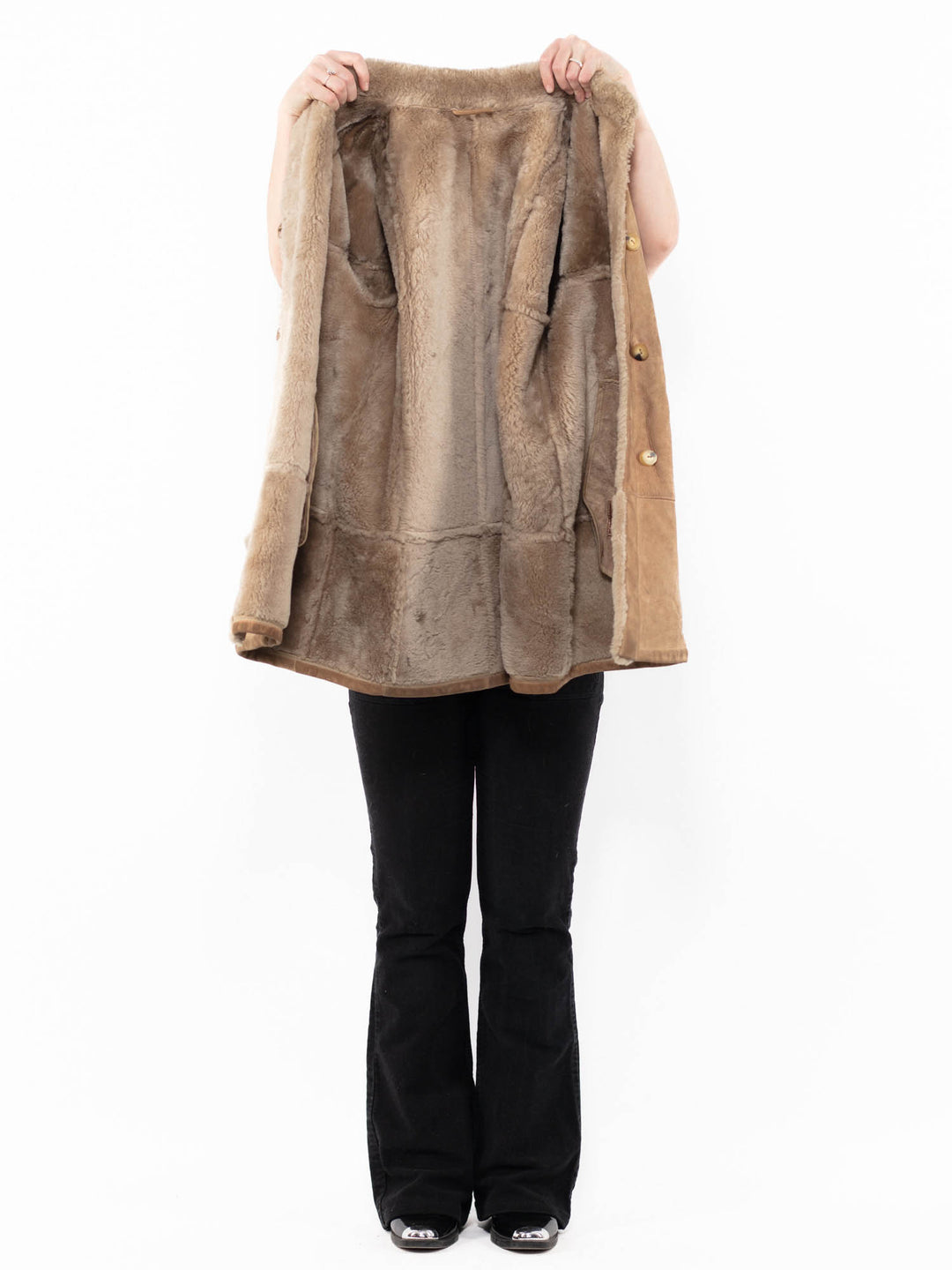 Vintage 70's Women Sheepskin Coat in BeigeA0966