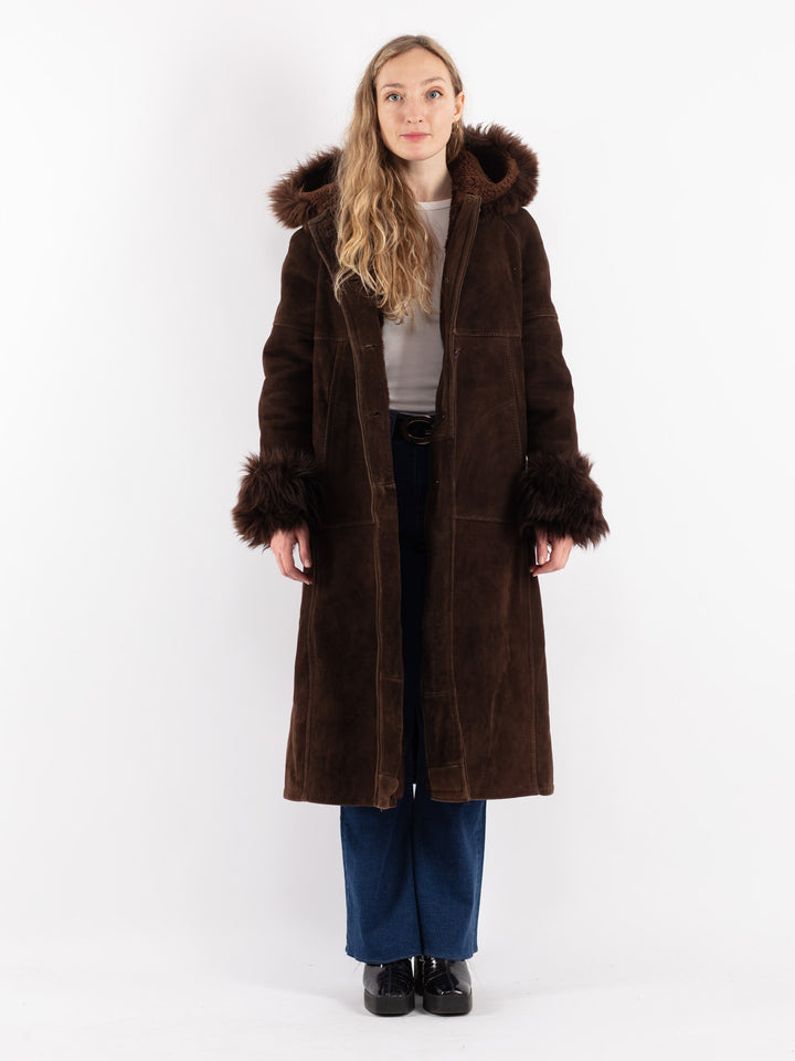 Vintage 70's Women Sheepskin Coat in Brown