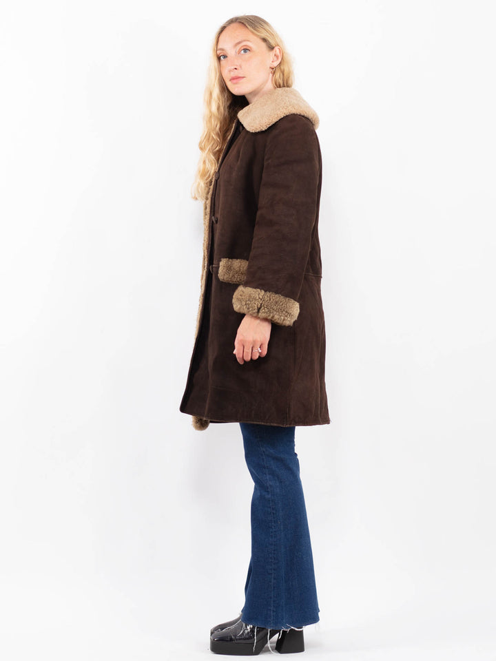Vintage 70's Women Sheepskin Coat in BrownA0442