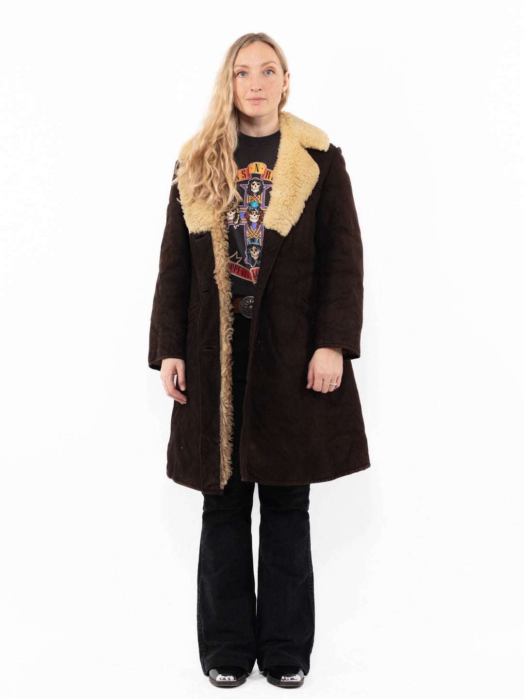Vintage 70's Women Sheepskin Coat in BrownA0967