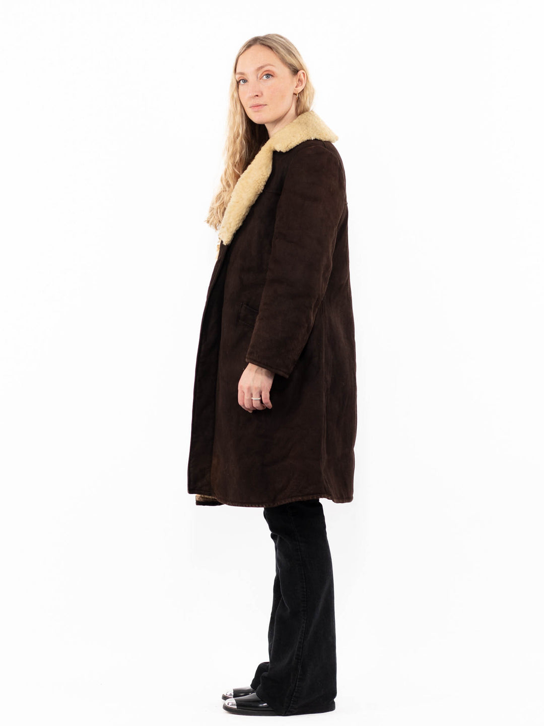 Vintage 70's Women Sheepskin Coat in BrownA0967