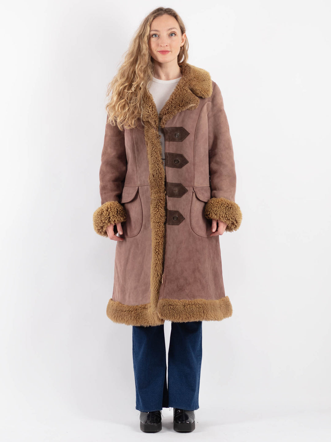 Vintage 70's Women Sheepskin Coat in BrownV9183