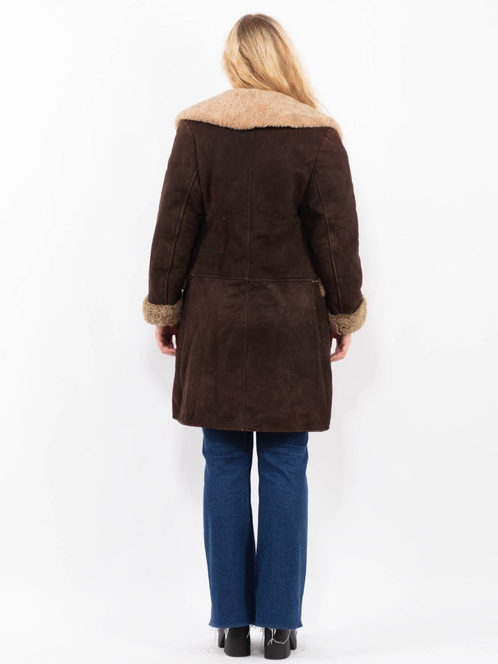 Vintage 70's Women Sheepskin Coat in BrownA0442