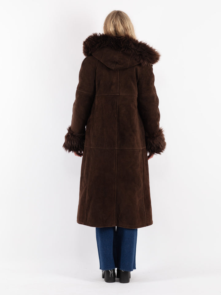 Vintage 70's Women Sheepskin Coat in Brown
