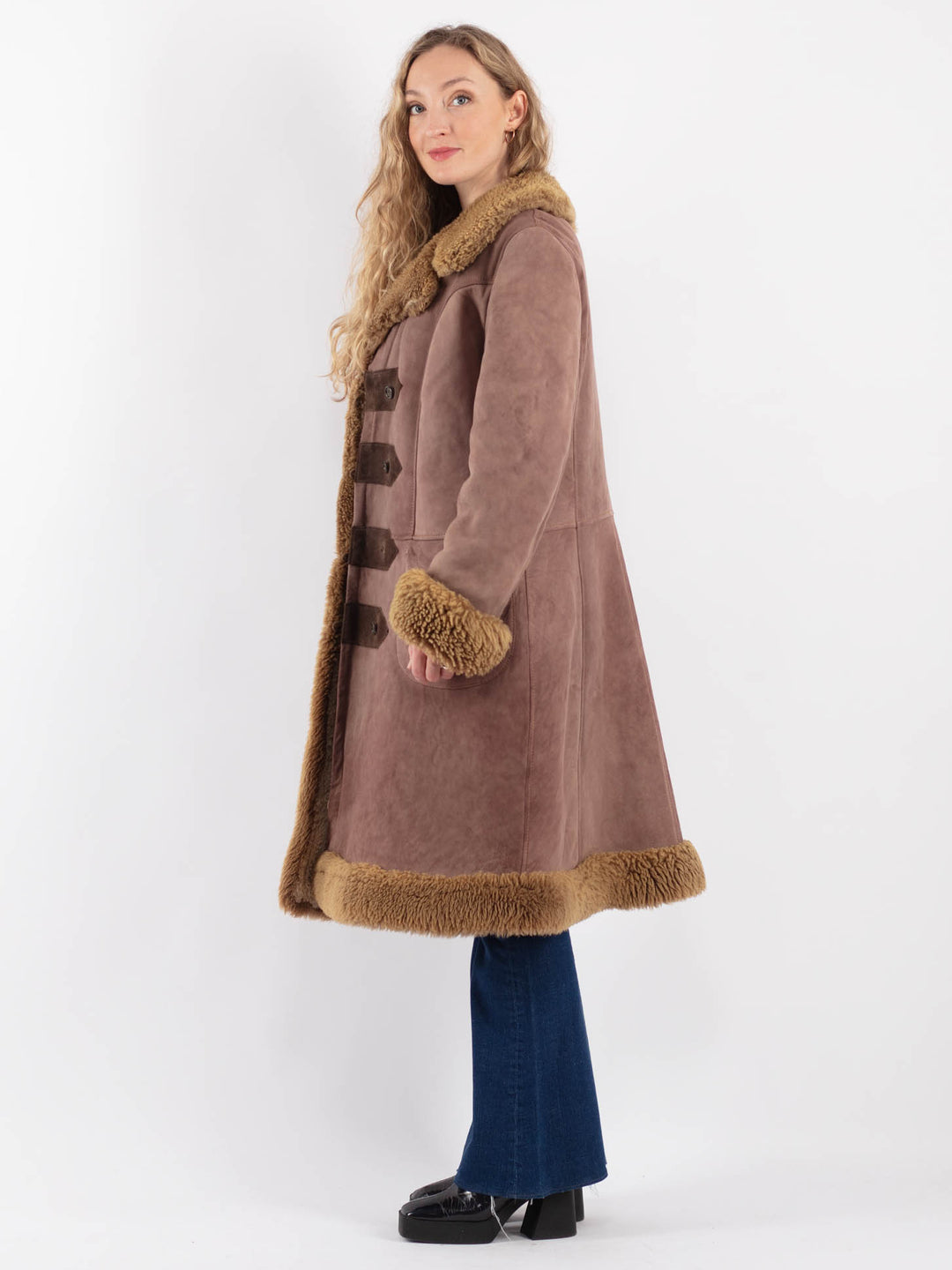 Vintage 70's Women Sheepskin Coat in BrownV9183