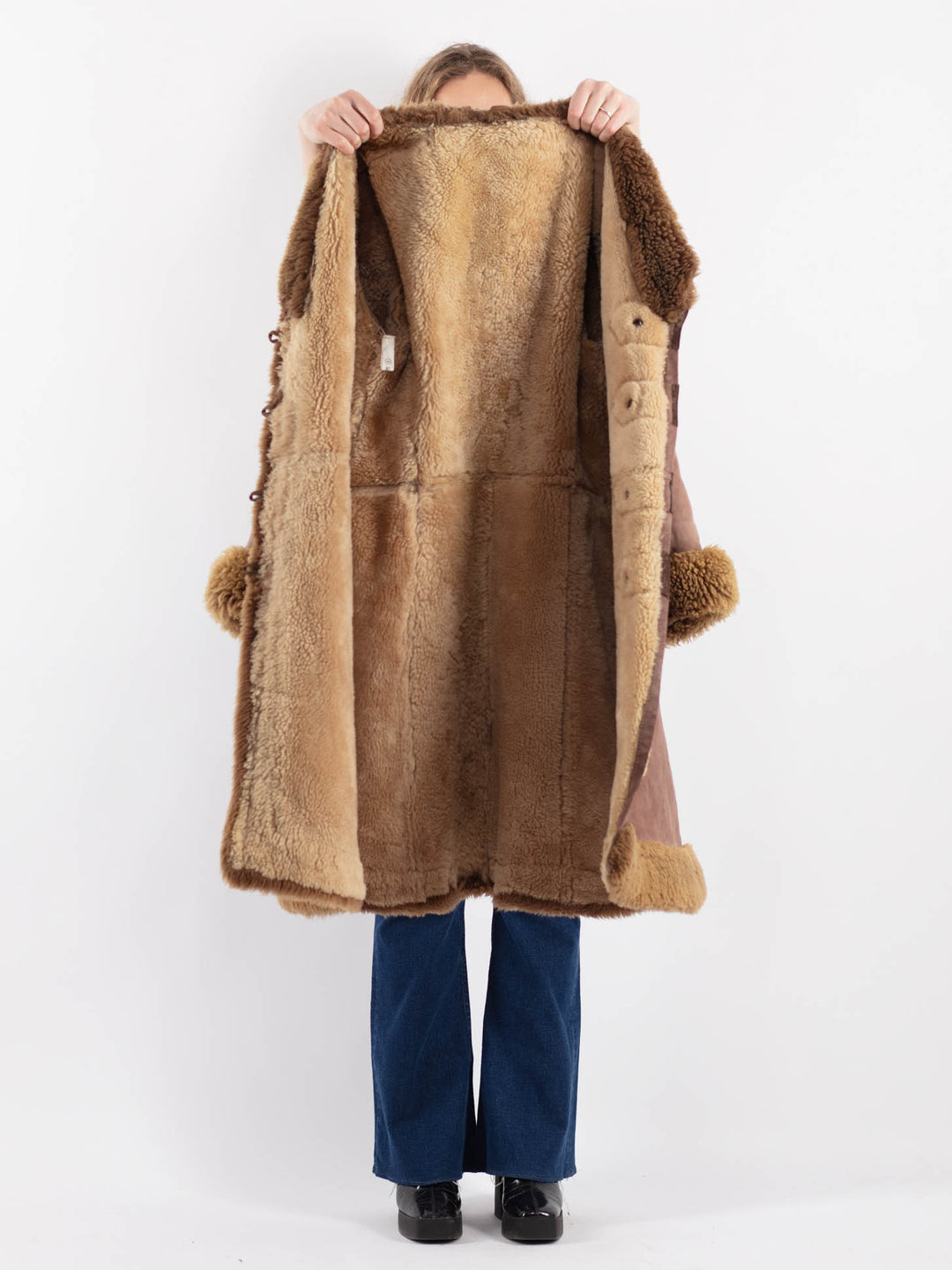 Vintage 70's Women Sheepskin Coat in BrownV9183