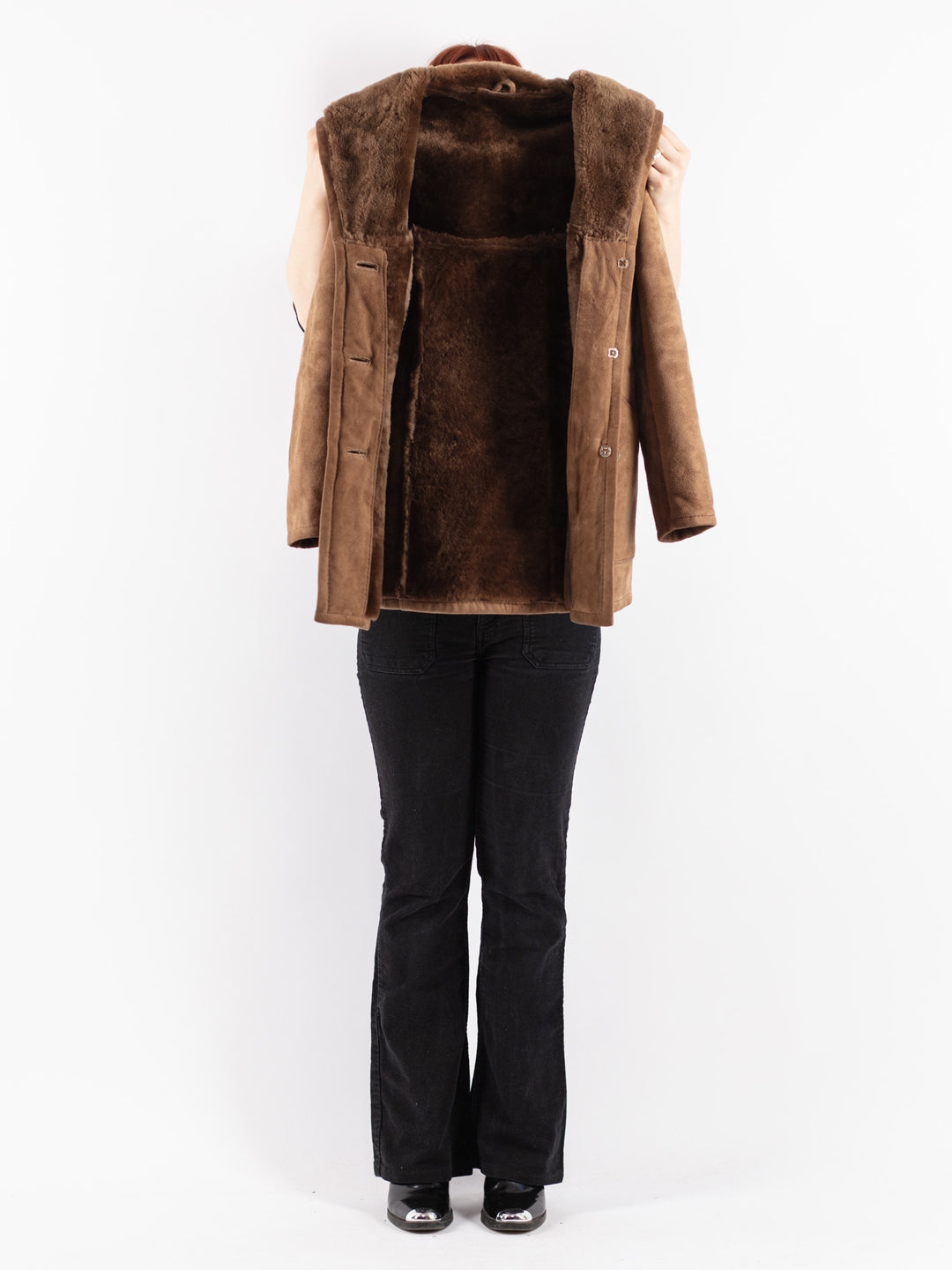 Vintage 70's Women Sheepskin Coat in Beige