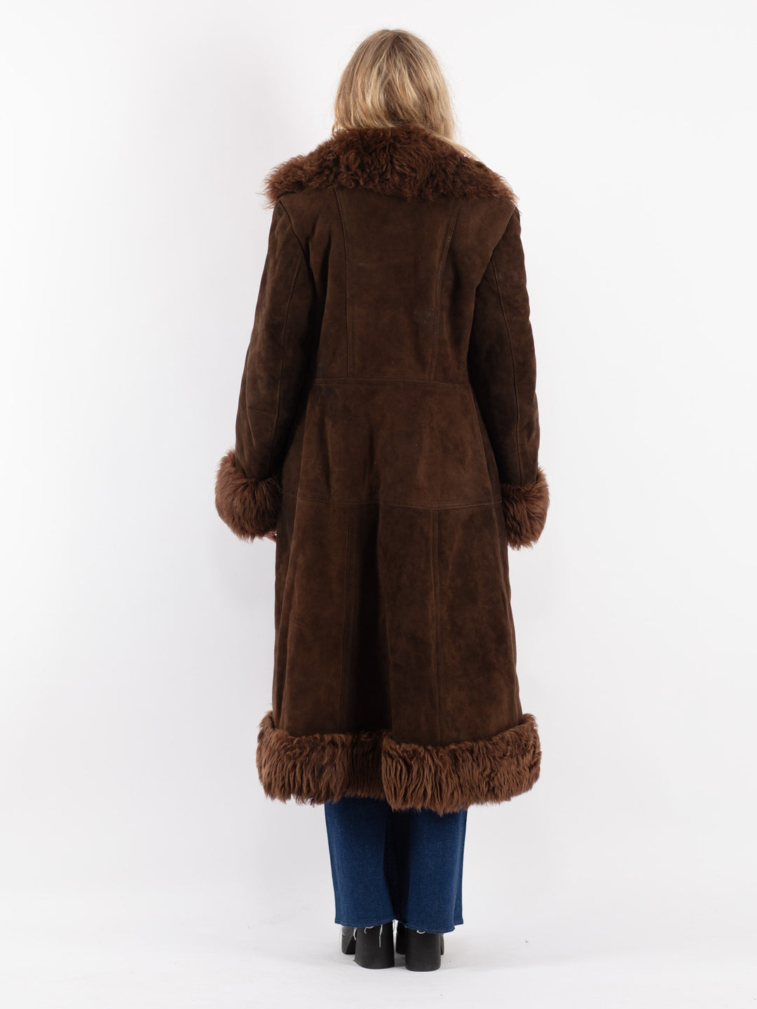 Vintage 70's Women Sheepskin Coat in Brown