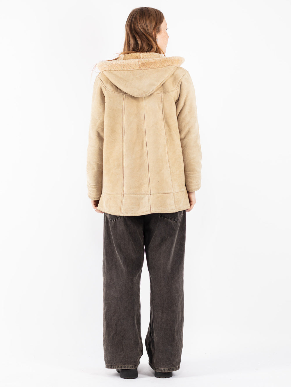 Vintage 70's Women Sheepskin Coat in Beige