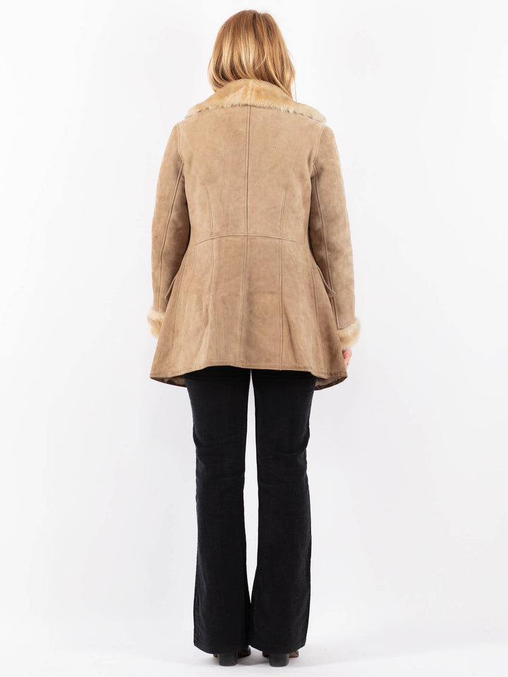 Vintage 70's Women Sheepskin Coat in BeigeV9693