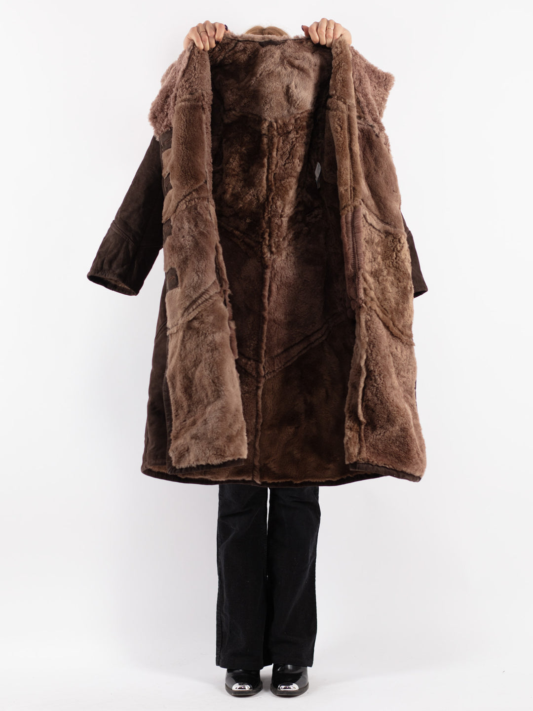 Vintage 70's Women Sheepskin Coat in Brown