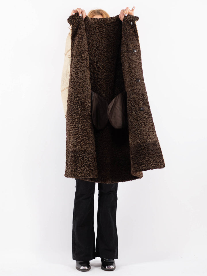 Vintage 70's Women Sheepskin Coat in BeigeV9694