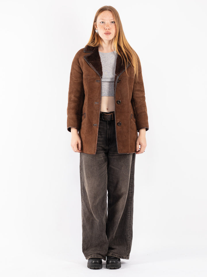 Vintage 70's Women Sheepskin Coat in Brown