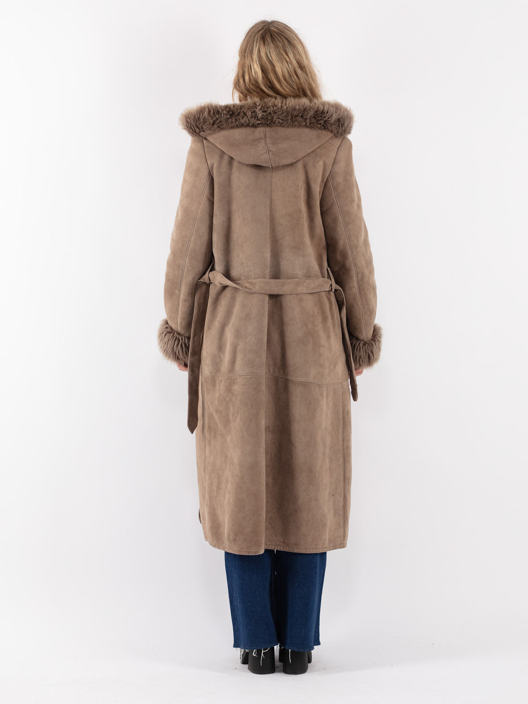 Vintage 80's Women Sheepskin Coat in Beige