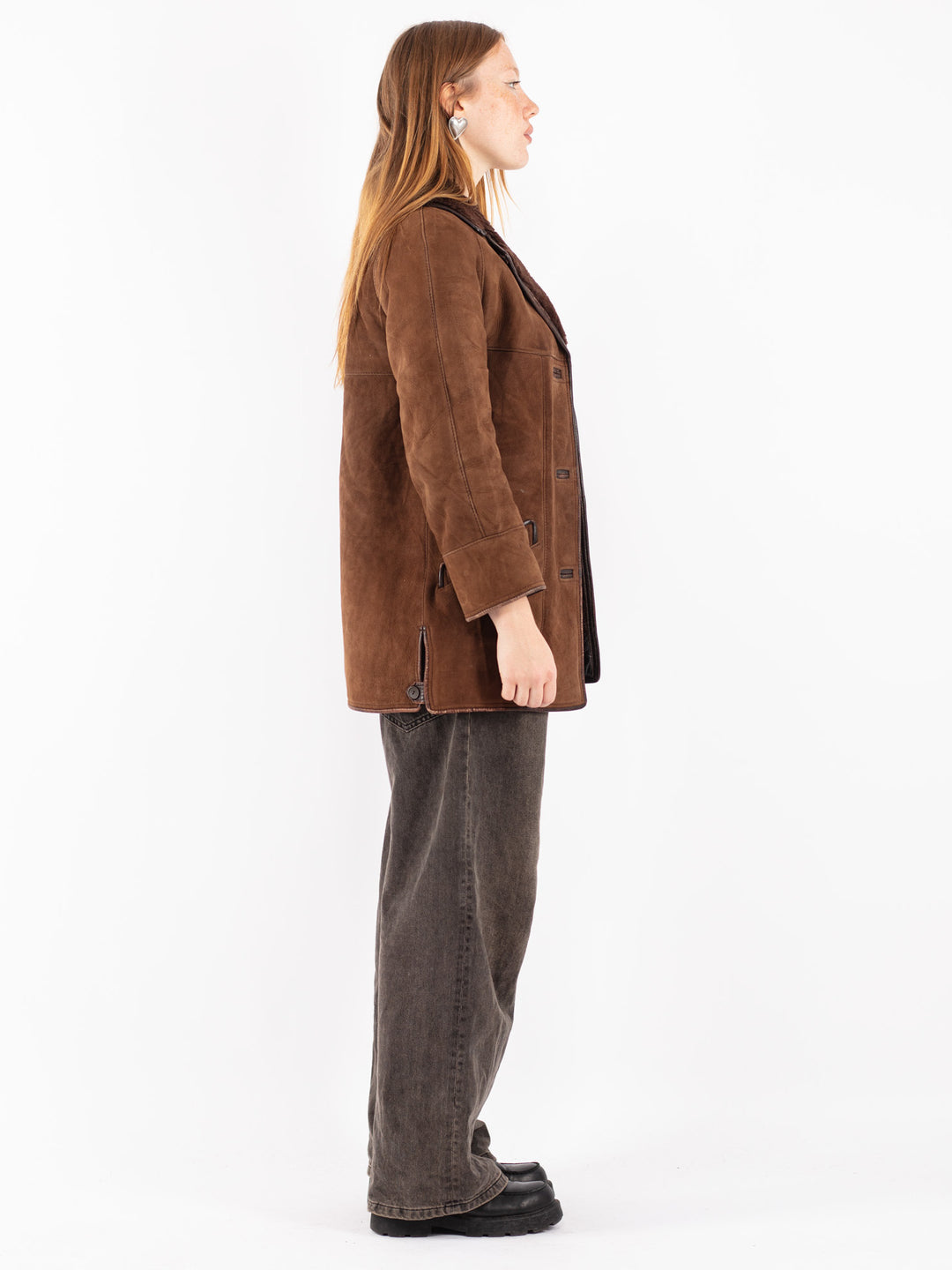 Vintage 70's Women Sheepskin Coat in Brown