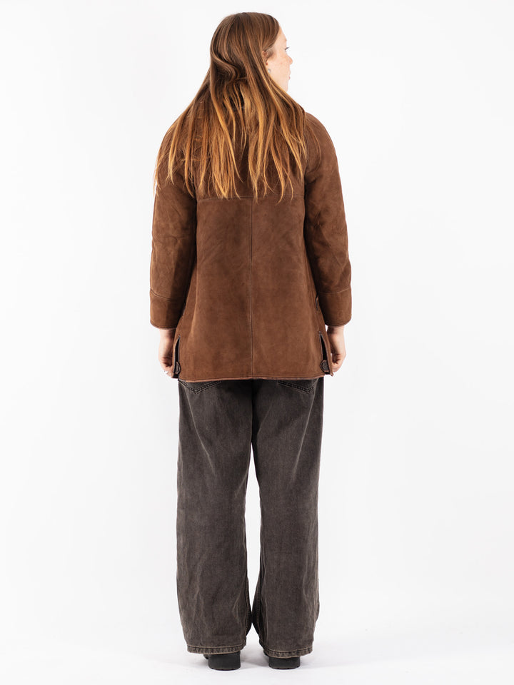 Vintage 70's Women Sheepskin Coat in Brown