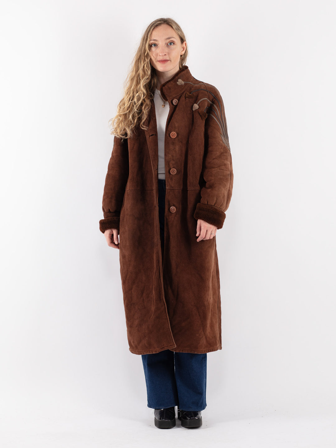 Vintage 70's Women Sheepskin Coat in Brown
