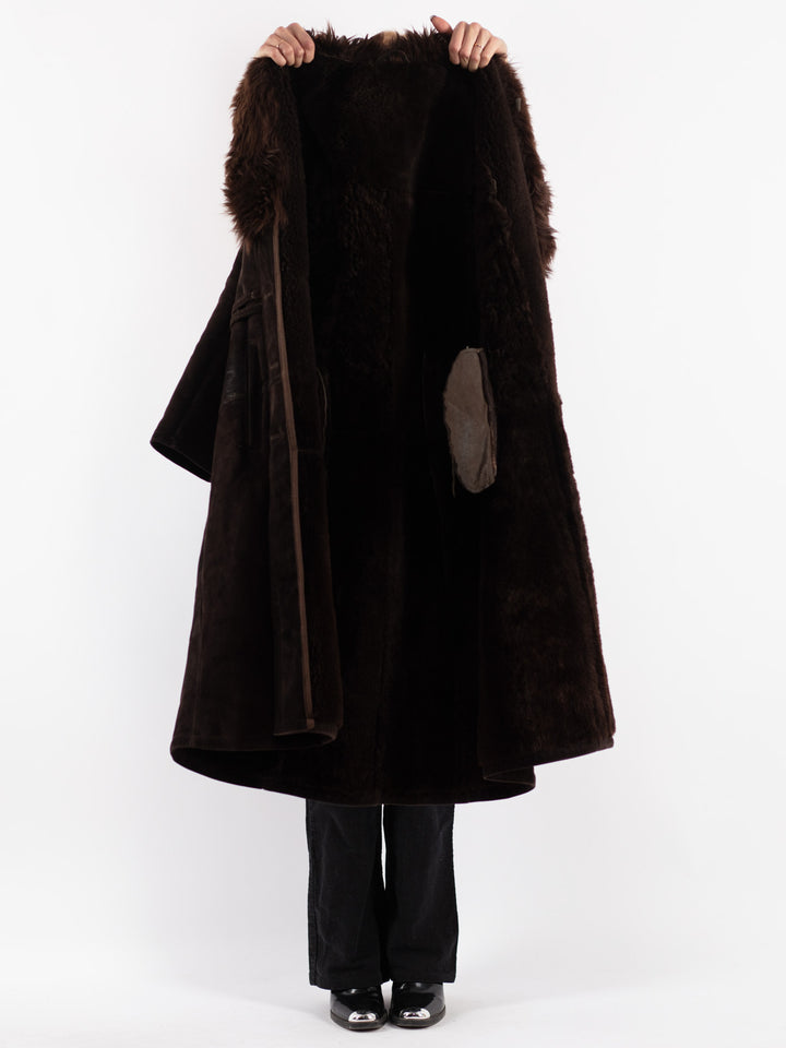 Vintage 70's Women Sheepskin Coat in BrownV8713