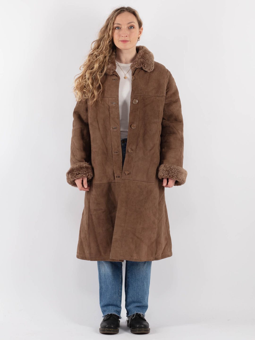 Vintage 70's Women Sheepskin Coat in BrownV9280