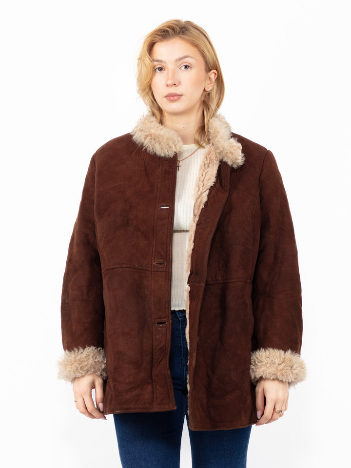 Vintage 70's Women Sheepskin Coat in BrownA0842