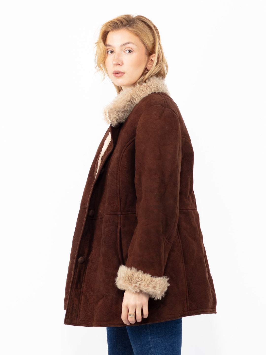 Vintage 70's Women Sheepskin Coat in BrownA0842