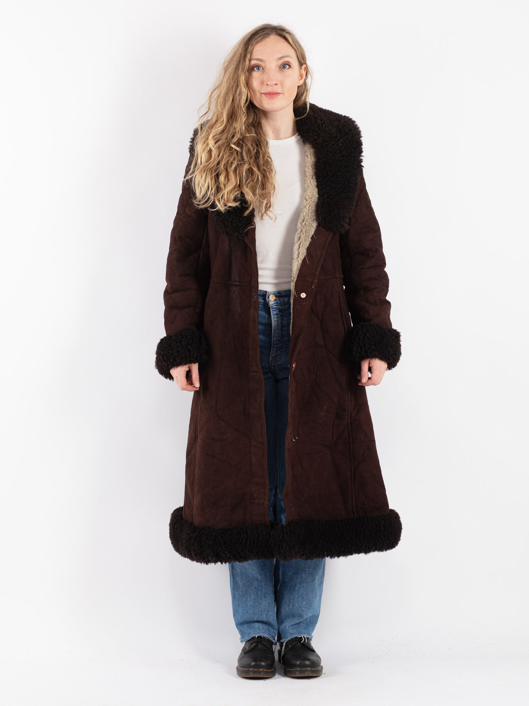Vintage 70's Women Sheepskin Coat in BrownV9085