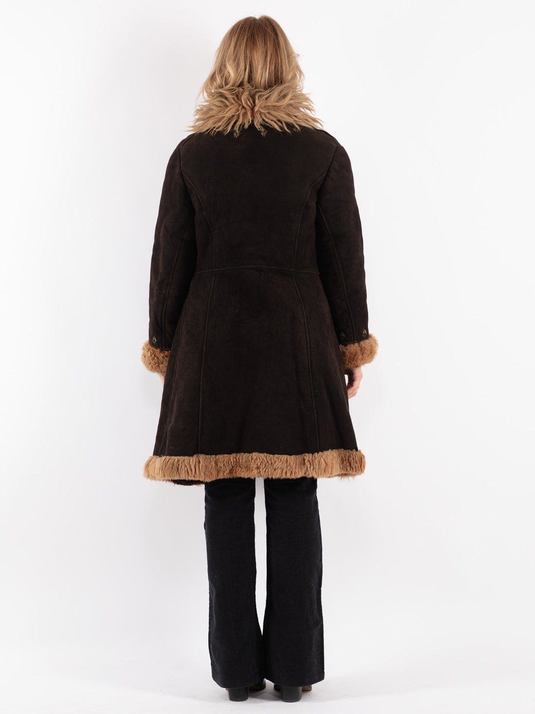Vintage 70's Women Sheepskin Coat in Brown