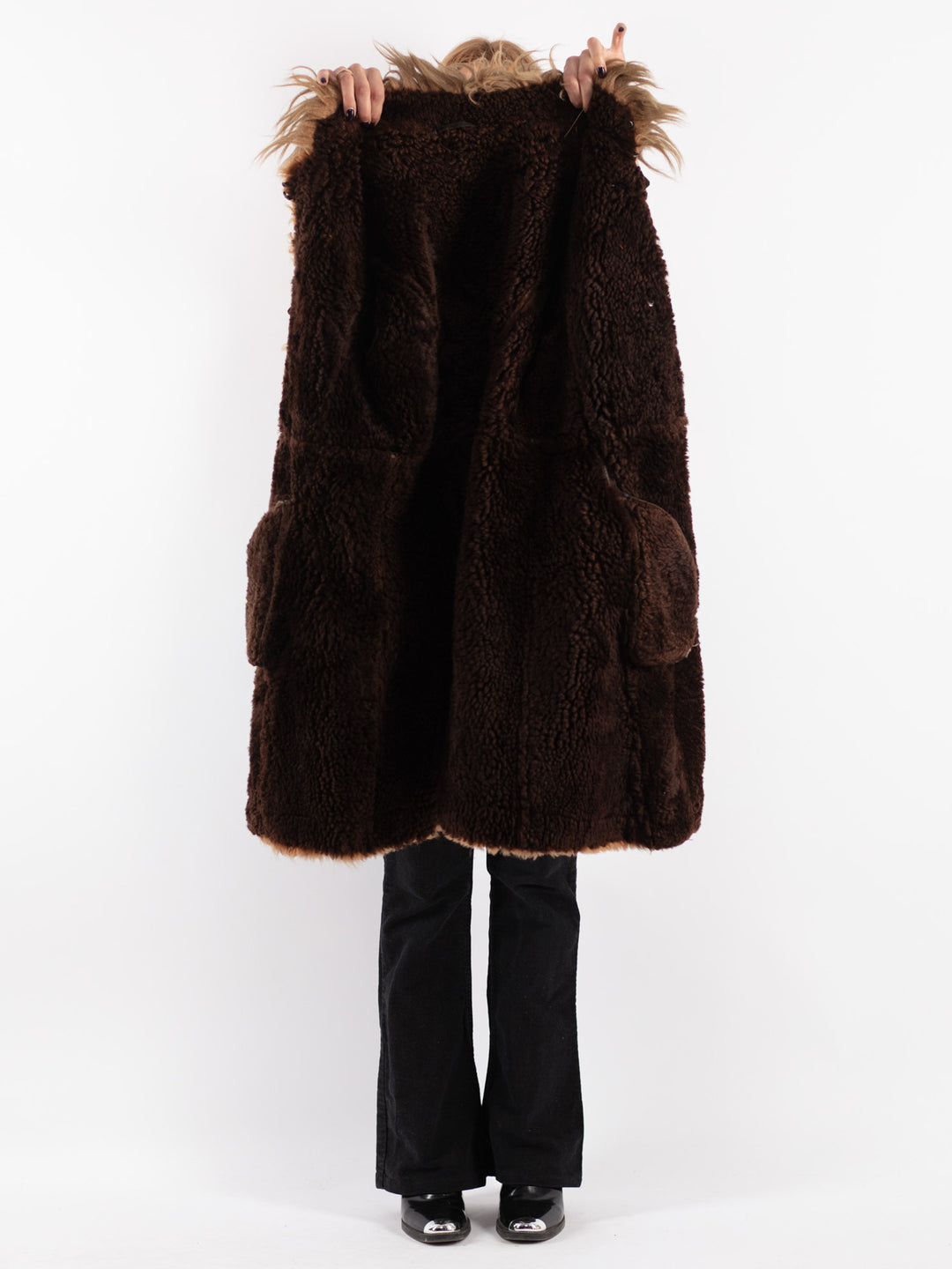 Vintage 70's Women Sheepskin Coat in Brown