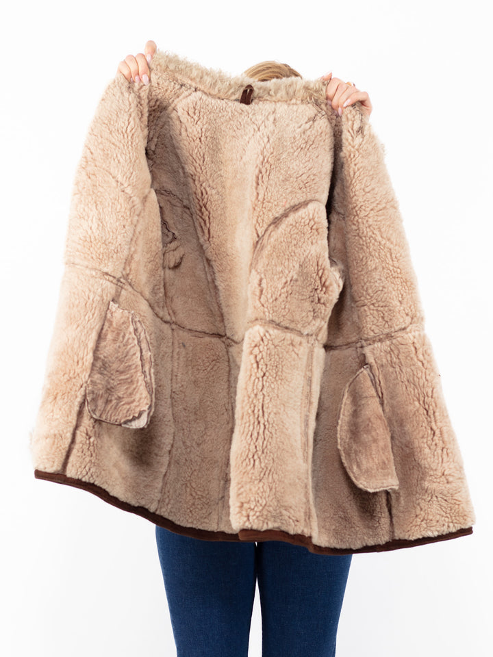 Vintage 70's Women Sheepskin Coat in BrownA0842