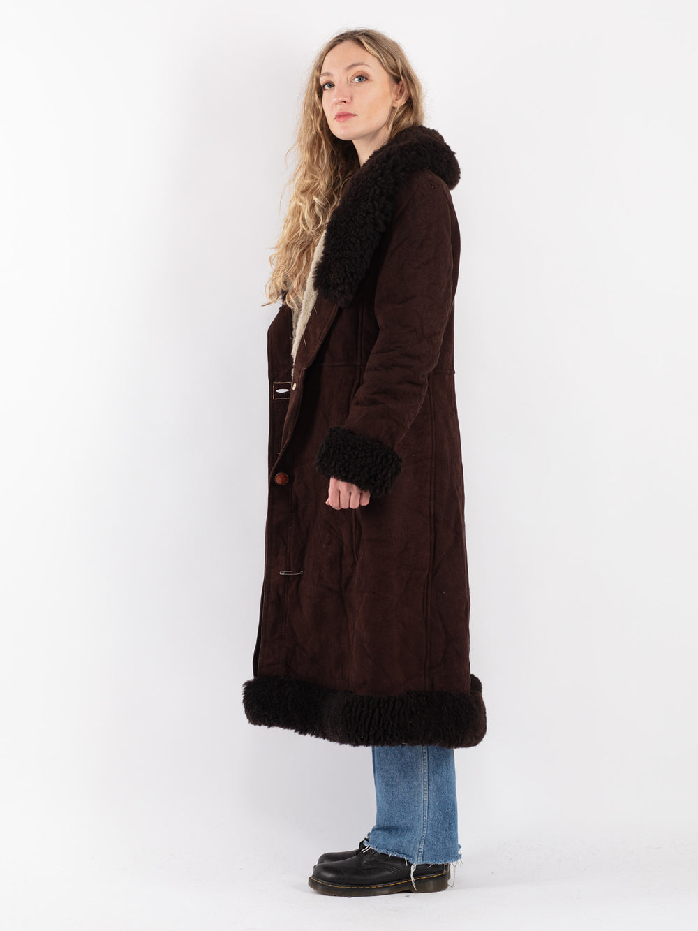 Vintage 70's Women Sheepskin Coat in BrownV9085