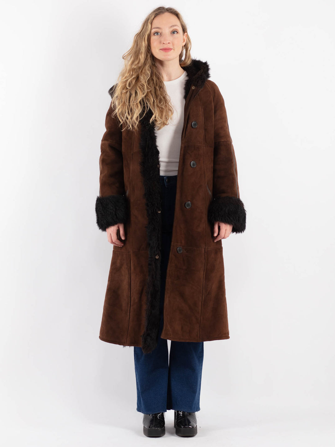 Vintage 70's Women Sheepskin Coat in BrownV9191