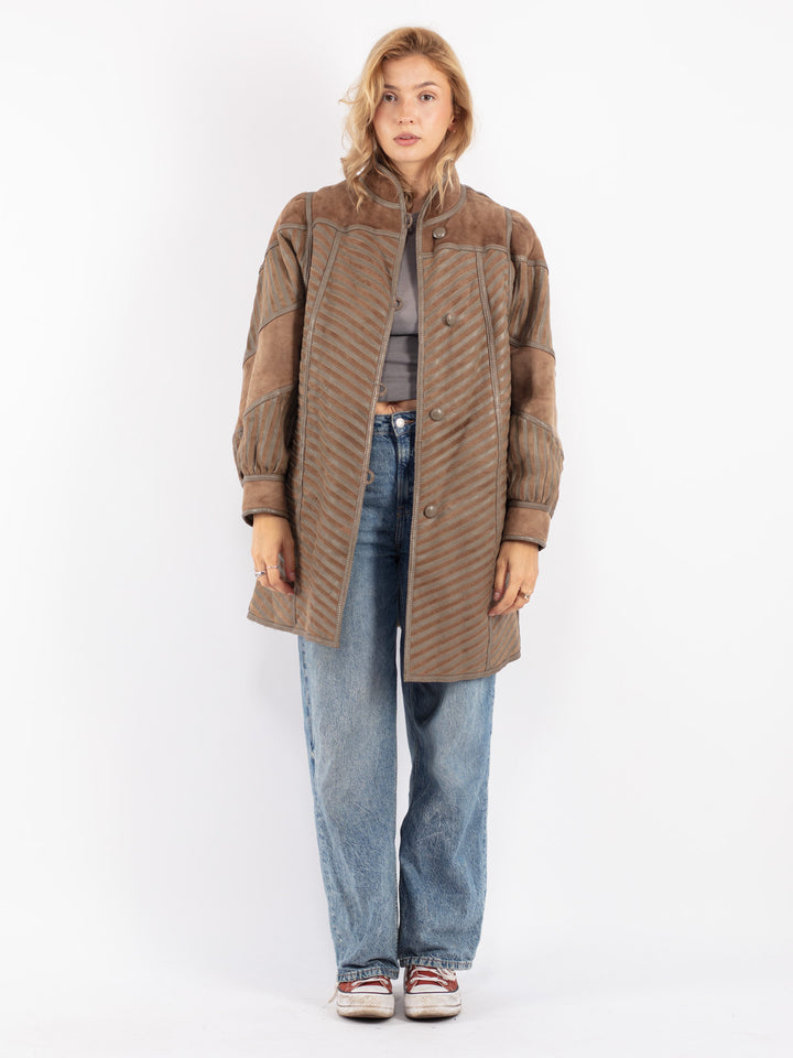 Vintage 70's Women Sheepskin Coat in Beige