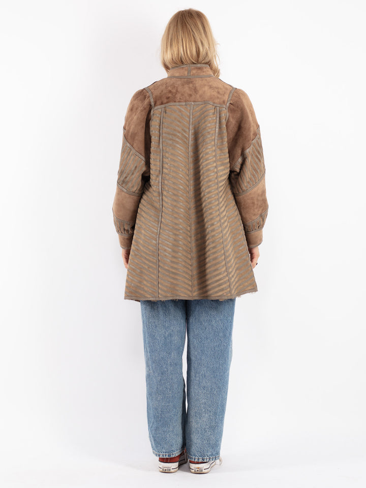 Vintage 70's Women Sheepskin Coat in Beige
