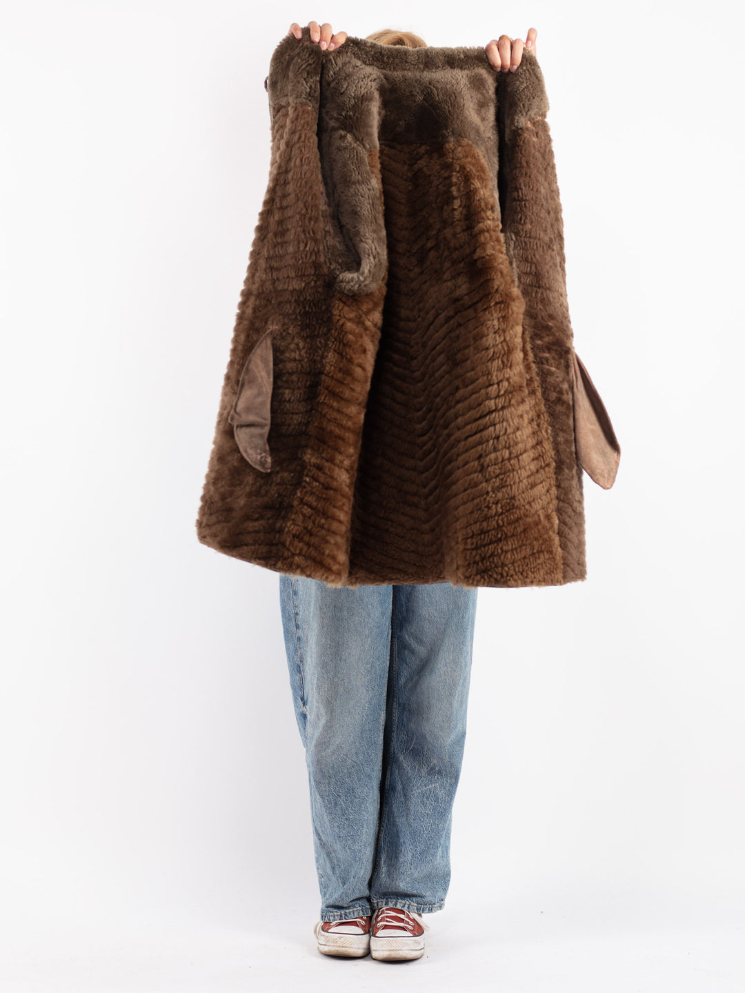 Vintage 70's Women Sheepskin Coat in Beige