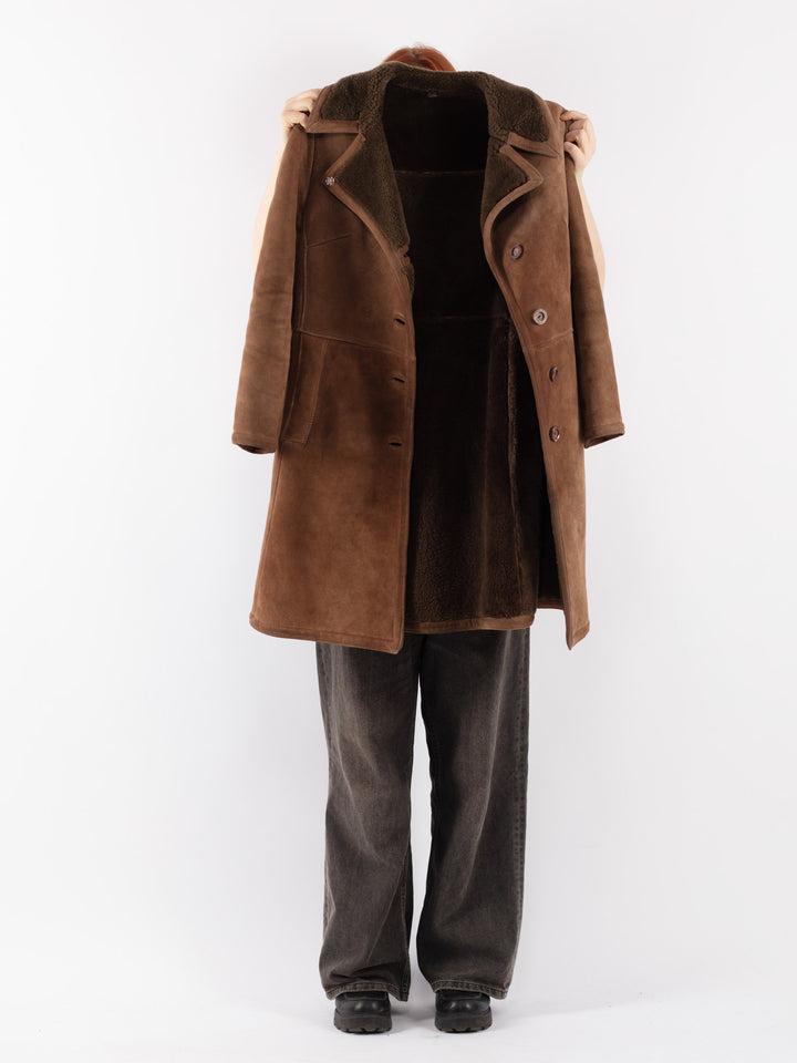 Vintage 70's Women Sheepskin Coat in Brown