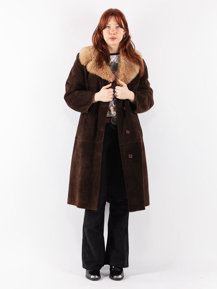 Vintage 70's Women Sheepskin Shearling Coat in