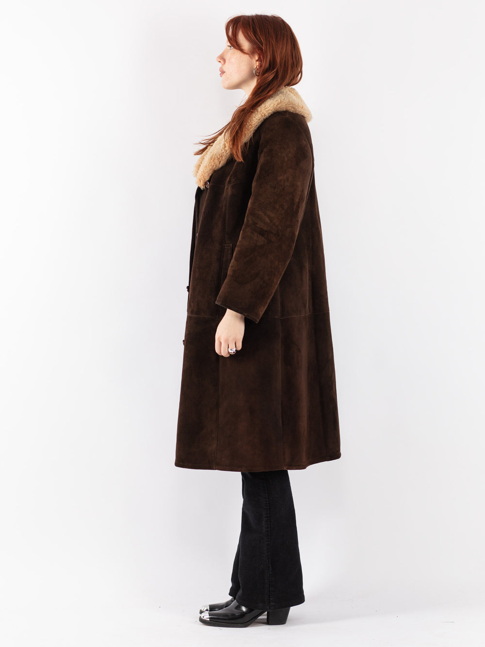 Vintage 70's Women Sheepskin Shearling Coat in