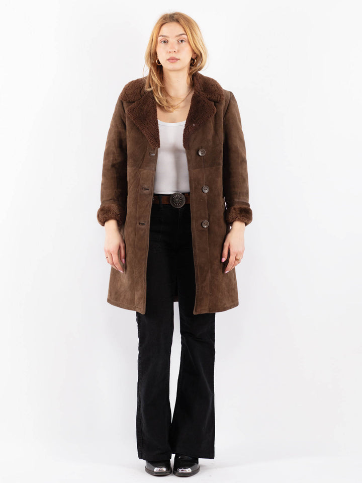 Vintage 70's Women Sheepskin Coat in BrownV9700