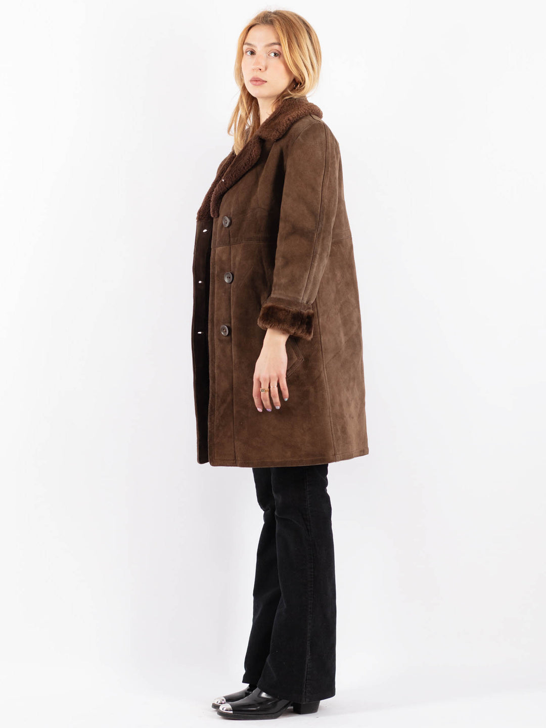 Vintage 70's Women Sheepskin Coat in BrownV9700