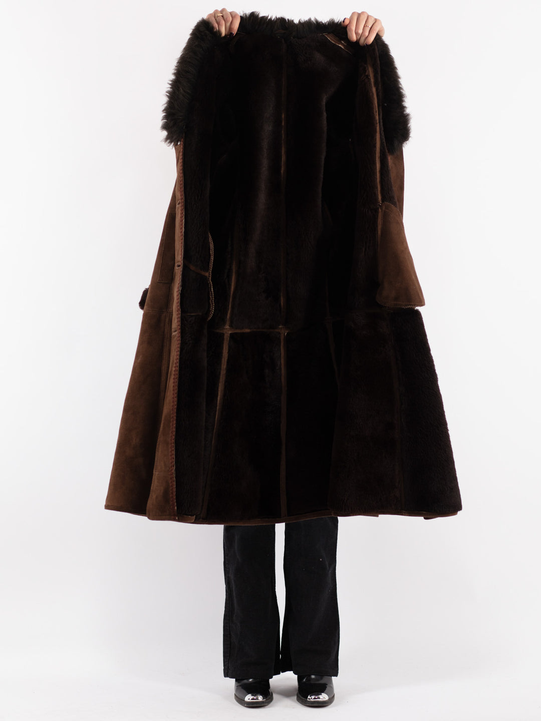 Vintage 70's Women Sheepskin Coat in Brown