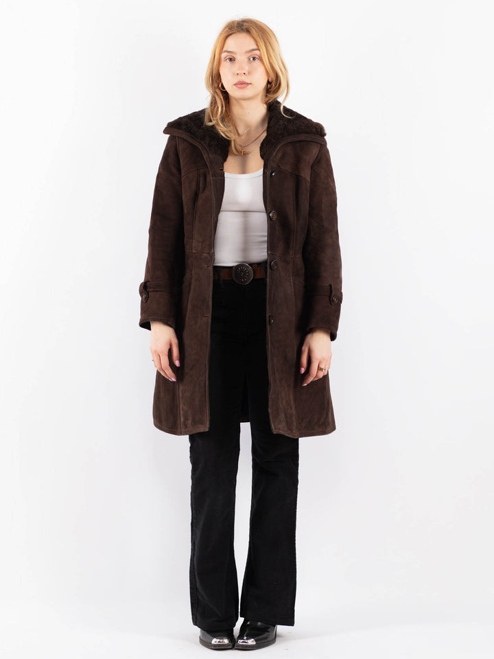 Vintage 70's Women Sheepskin Coat in BrownV9701
