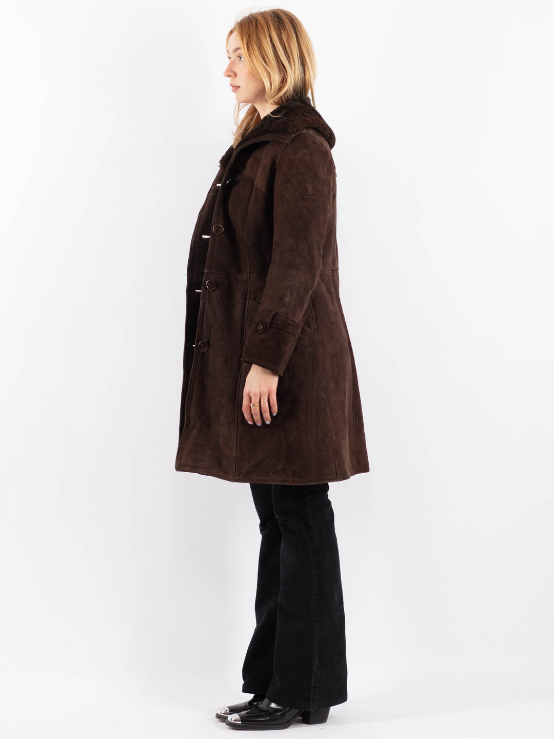 Vintage 70's Women Sheepskin Coat in BrownV9701