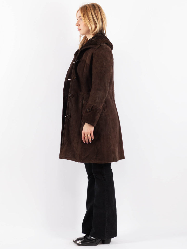 Vintage 70's Women Sheepskin Coat in BrownV9701