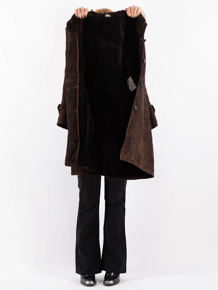 Vintage 70's Women Sheepskin Coat in BrownV9701
