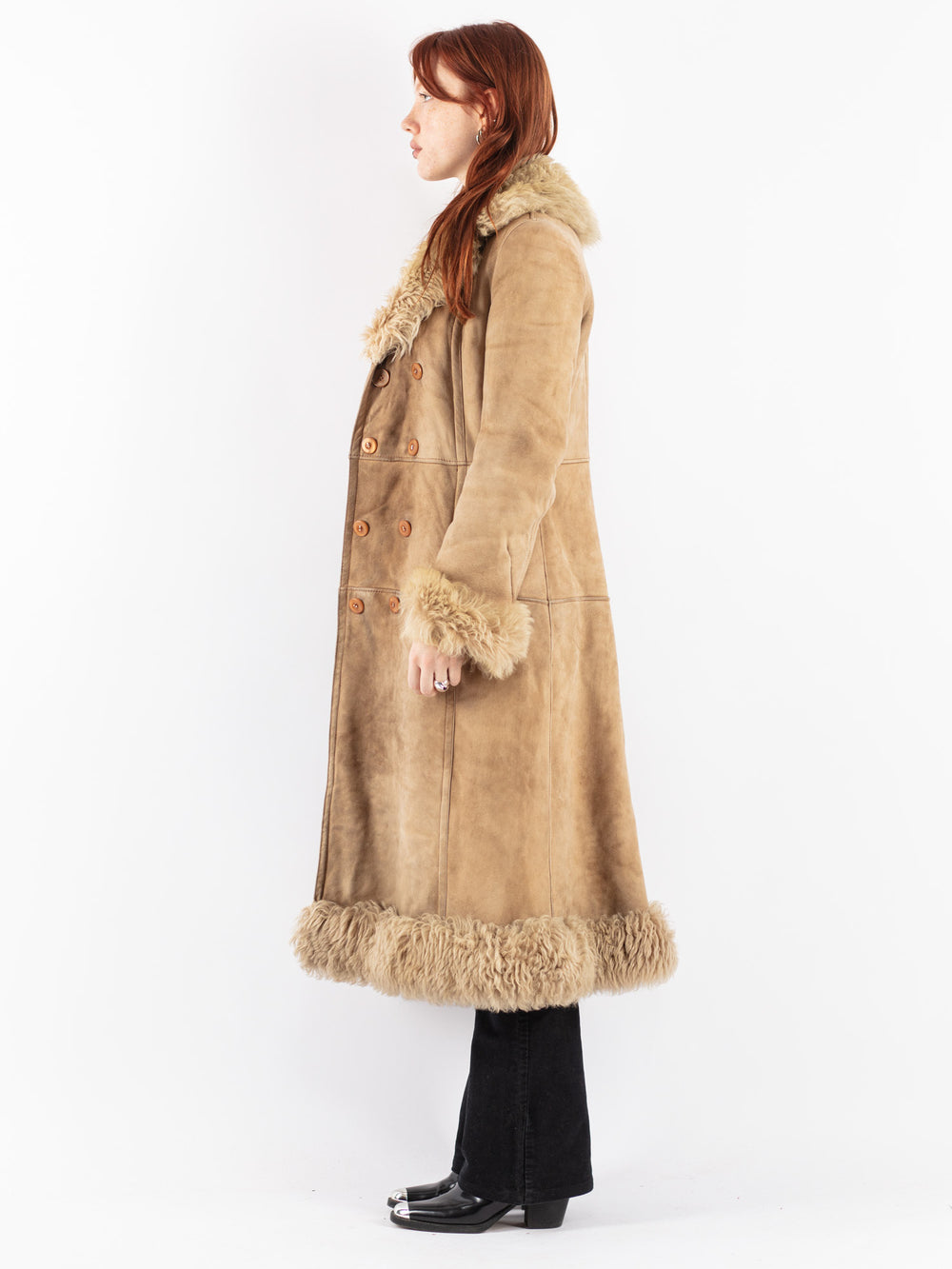 Vintage 70's Women Sheepskin Coat in BeigeV8397