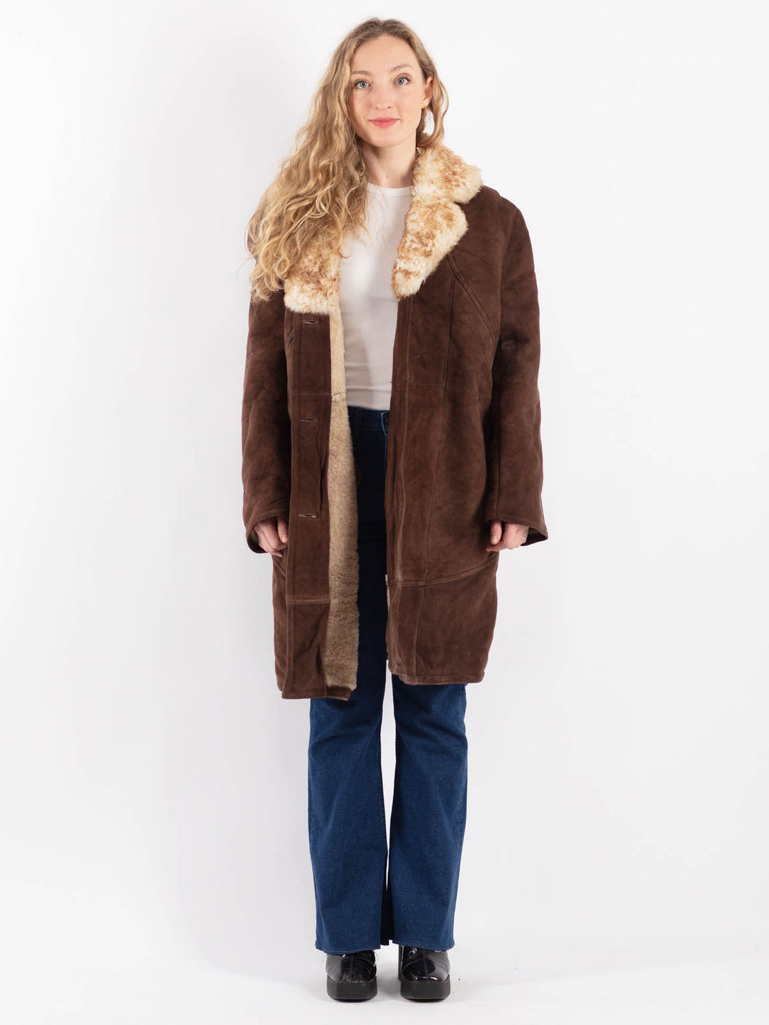 Vintage 70's Women Sheepskin Coat in BrownV9194