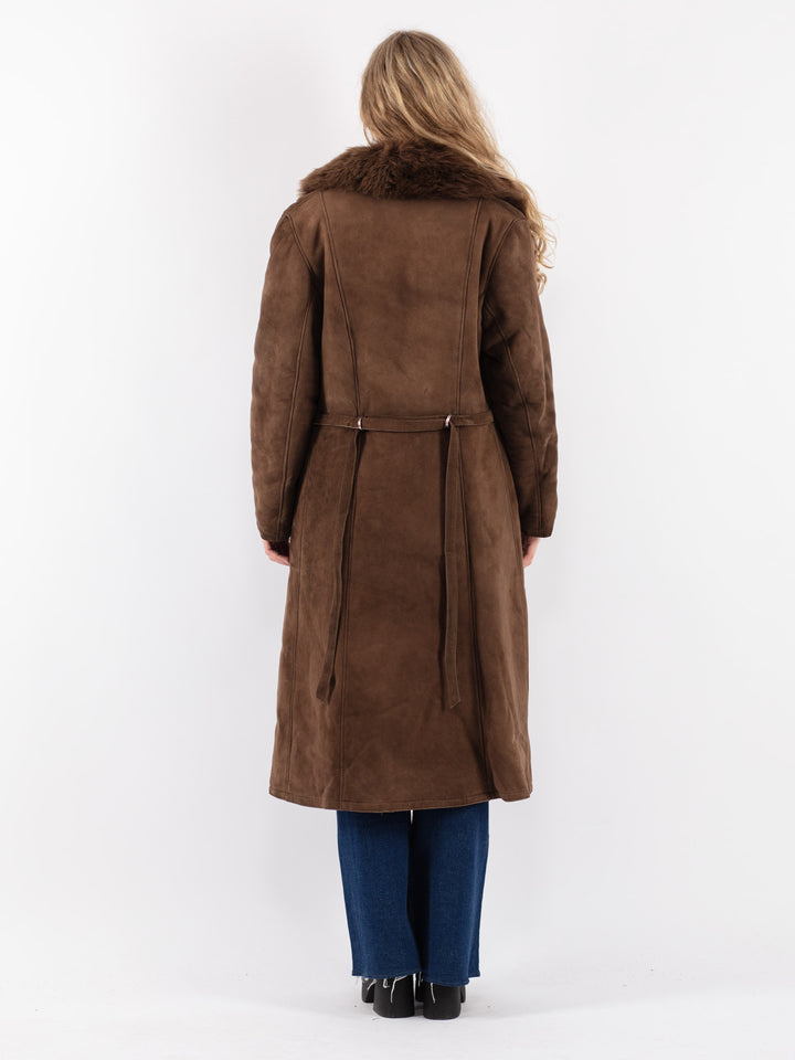Vintage 70's Women Sheepskin Coat in Brown